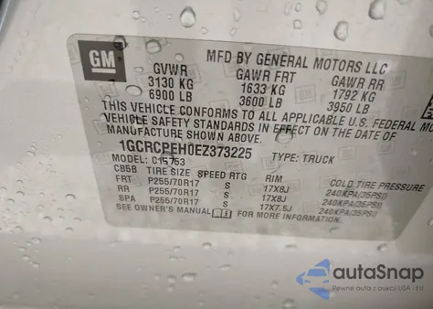 2014 Chevrolet Silverado 1500 Work Truck 2Wt z USA, uszkodzony, nr VIN 1GCRCPEH0EZ373225